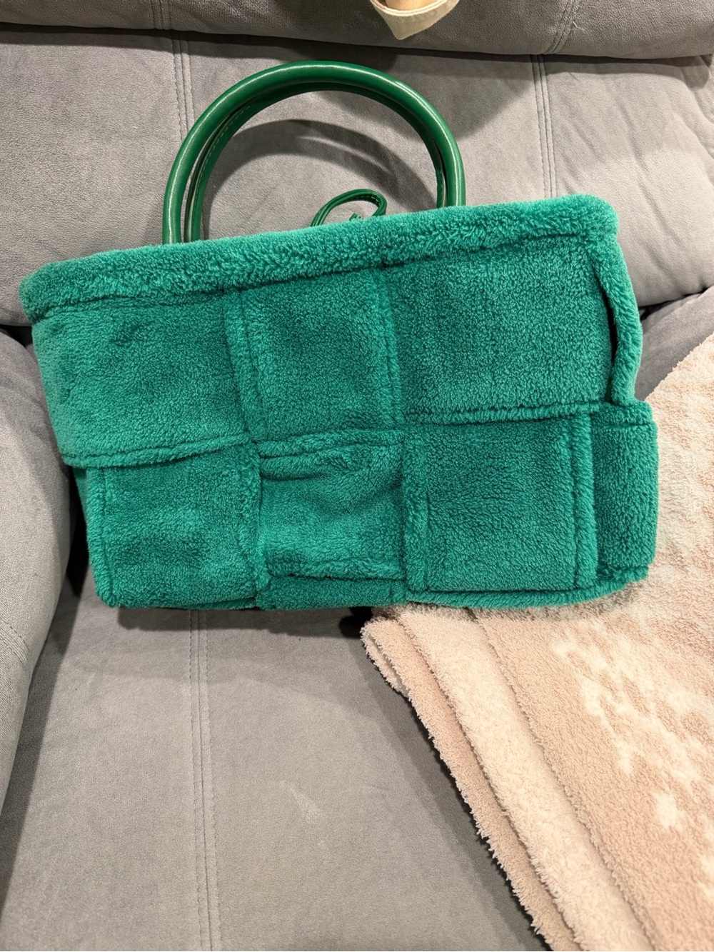 Plush Emerald Green Tote Bag - Picture 1 of 5
